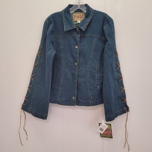 Mudd Jeans Vintage Deadstock Lace Up Flare Sleeve Denim Jacket